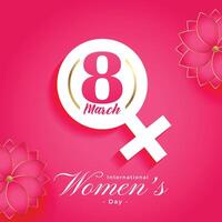 vrouwen dag roze groet met bloemen decoratie vector