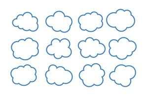 lijn stijl dag wolken symbolen in verzameling vector