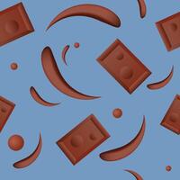 chocola patroon. naadloos patroon met chocola stukken. chocola patroon voor afdrukken. wereld chocola dag. vector