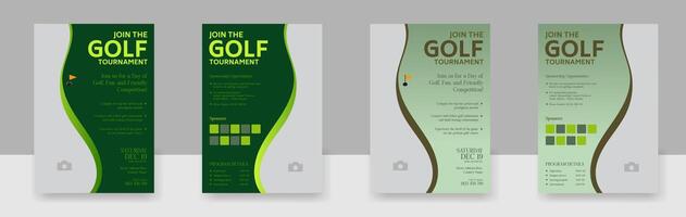 golf toernooi folder poster lay-out, uitnodiging sjabloon voor golf toernooi. vector