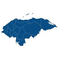 Honduras kaart. kaart van Honduras in administratief provincies in blauw kleur vector