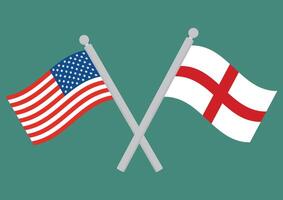 Verenigde Staten van Amerika vs Engeland. vlag van Verenigde staten van Amerika en Engeland Aan vlaggenmast. vector