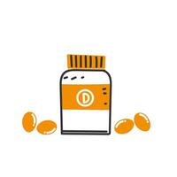 hand- getrokken tekening vitamine d tablet illustratie vector