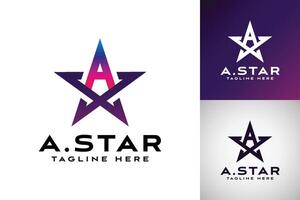 modern stijl brief een combinatie ster logo ontwerp vector