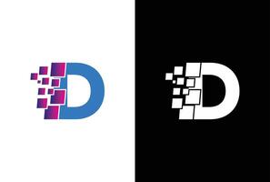 eerste brief d digitaal pixel logo ontwerp sjabloon element. brief d pixel logo, driehoek, blauw kleur, technologie en digitaal logo. vector