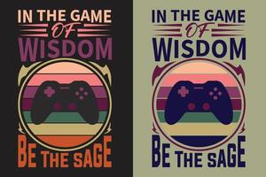 in de spel van wijsheid worden de verstandig, gamer jongen shirt, grappig gamer tee, gamer geschenken, cadeaus voor jongen, gaming cadeaus voor vader vector