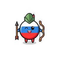 russische vlag cartoon als middeleeuwse boogschutter mascotte vector