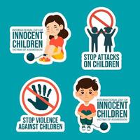 onschuldig kinderen slachtoffers van agressie etiket tekenfilm hand- getrokken Sjablonen achtergrond illustratie vector