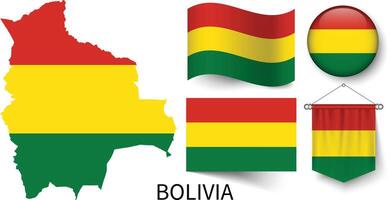 de divers patronen van de Bolivia nationaal vlaggen en de kaart van Bolivia's borders vector