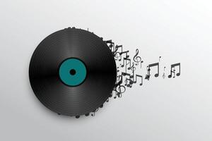 muziek- vinyl Vermelding etiket met geluid aantekeningen achtergrond vector
