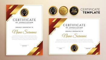 bedrijf certificaat sjabloon met gouden meetkundig vormen vector