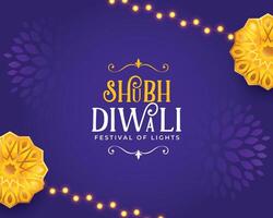 Hindoe religieus shubh diwali Purper achtergrond met bloemen ontwerp vector