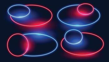 rood en blauw gloeiend laser kader ontwerp in verzameling vector