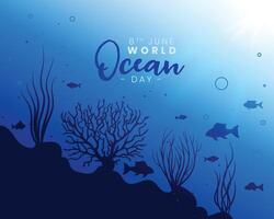 Internationale wereld oceaan dag achtergrond duiken in diep blauw zee vector