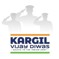 26e juli kargil zege dag achtergrond met krijger groeten silhouet vector