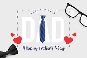 gelukkig vader dag poster met stropdas bril en boog vector