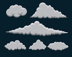 grappig stijl pluizig wolken element in reeks vector