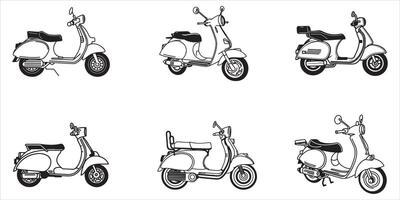 scooter reeks schets vector illustratie Aan wit achtergrond