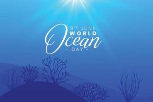 8e juni wereld oceaan dag concept achtergrond met zonlicht effect vector