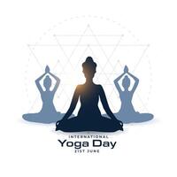 Indisch themed wereld yoga dag achtergrond met Dames silhouet vector