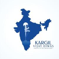 kargil vijay diwas succes achtergrond met Indisch kaart silhouet vector