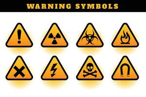 reeks van waarschuwing symbolen en pictogrammen vector