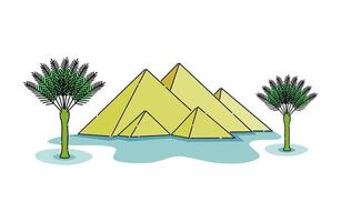 Egyptische piramides vector illustratie. piramides schets met waterverf plek, minimalistische concept. beroemd oud historisch gebouwen, zich afvragen van de wereld in Egypte, Super goed oudheid architectuur monumenten