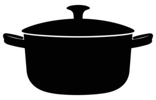 Koken pot silhouet, keuken Koken potten vector icoon reeks