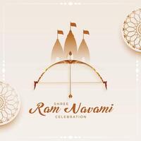 RAM navami festival wensen kaart achtergrond vector