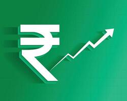 3d stijl Indisch valuta roepie teken achtergrond met groei pijl concept vector