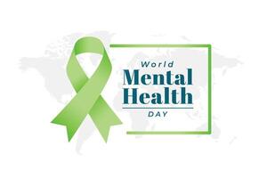 10e oktober Internationale mentaal Gezondheid dag kaart poster met groen lint vector