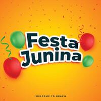 festa Junina viering kaart met realistisch ballonnen en confetti vector