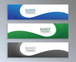 golvend stijl modern banners reeks van drie vector