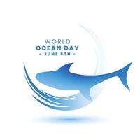 wereld oceaan dag achtergrond met sociaal bericht naar opslaan marinier ecosysteem vector