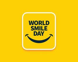 elegant wereld glimlach dag geel achtergrond voor blij emotie en uitdrukking vector