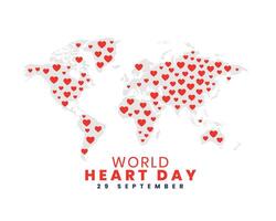 29e september Internationale hart dag achtergrond met globaal kaart ontwerp vector