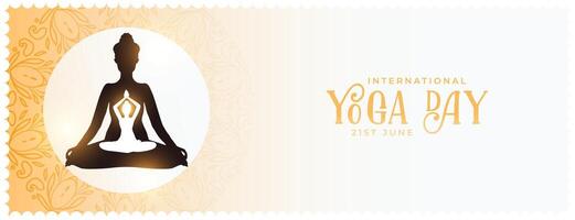 mooi hoor Internationale yoga dag evenement banier voor balanceren leven vector