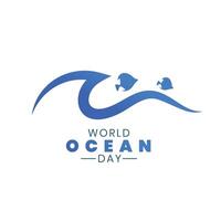 logo stijl wereld oceaan dag concept met vis vector