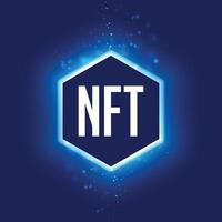 nft niet fungibel token concept met neon licht effect vector