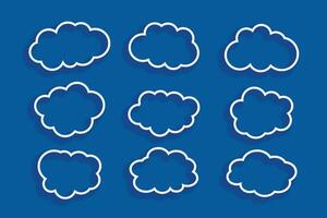 lijn stijl pak van wolken symbool vertegenwoordigen lucht en natuur vector
