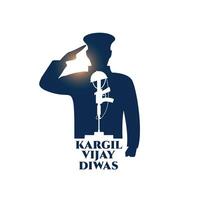 kargil vijay diwas patriottisch achtergrond met soldaat silhouet vector