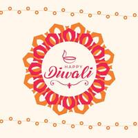 shubh diwali festival achtergrond met rangoli en festoen ontwerp vector