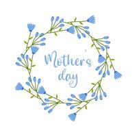 moeders dag, tekst met bloemen kader Aan wit achtergrond, voor kaart ontwerp, Gefeliciteerd vector