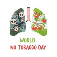 wereld Nee tabak dag, rokers longen, ansichtkaart, poster. vector illustratie Aan wit achtergrond.