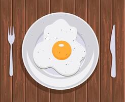 gebakken ei omelet Aan bord, ontbijt vector
