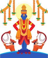 Indisch god vitthal met bloemen en tutari Mens vector