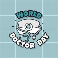 wereld dokter dag groovy vector ontwerp