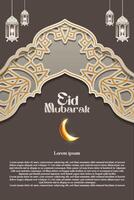 elegant Islamitisch aantrekkingskracht achtergrond en poster eid mubarak idul fitri of Ramadan met helling elemen vector