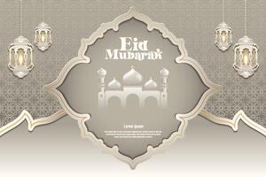 elegant Islamitisch aantrekkingskracht achtergrond en poster eid mubarak idul fitri of Ramadan met helling elemen vector