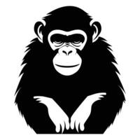chimpansee zwart silhouet vector, wit achtergrond. vector